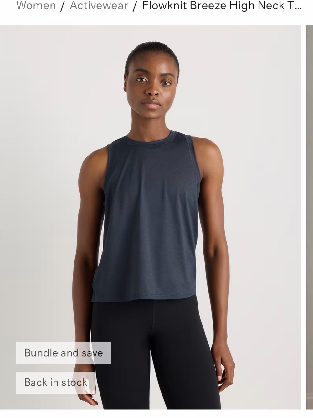 Quince High Neck Tank - navy